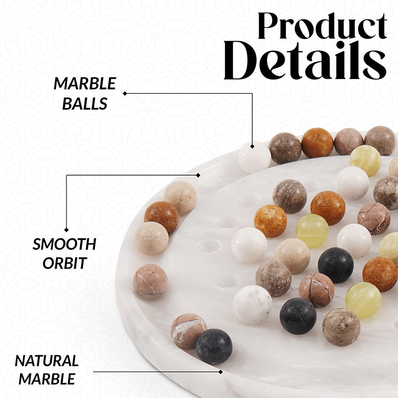 10" Marble Solitaire 2 Player Game - Board Game For Adults-3