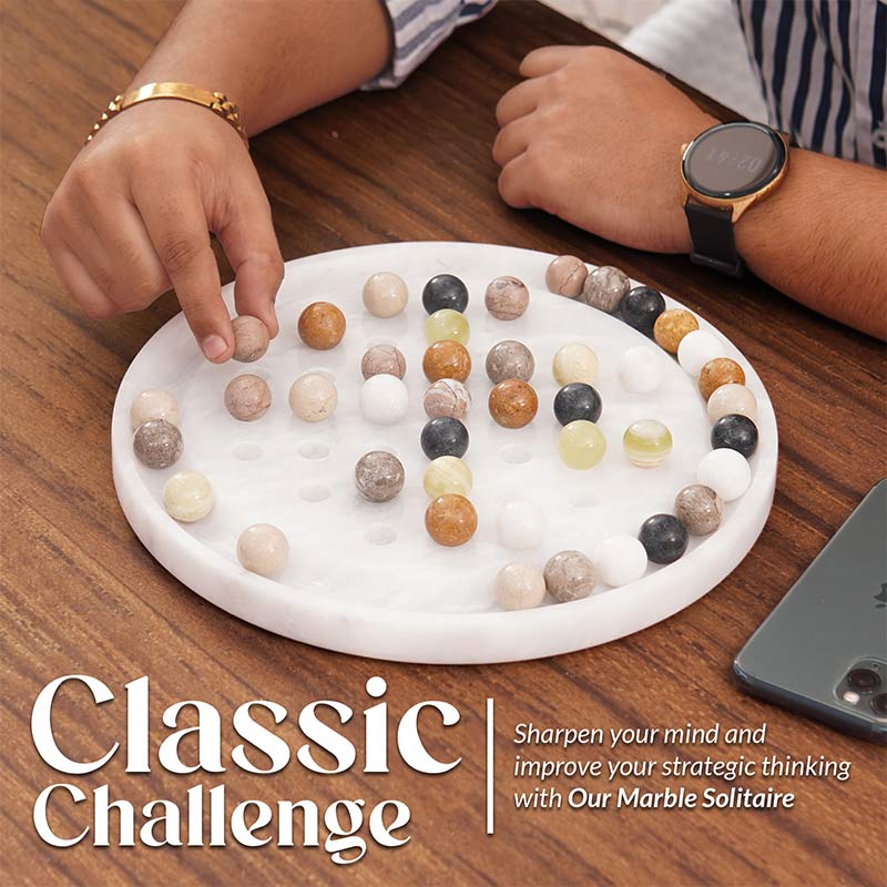 10" Marble Solitaire 2 Player Game - Board Game For Adults-4