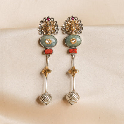 Anokhi - Long Peacock Earrings-3
