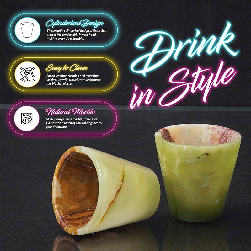 2” Marble Shot Glasses For Drinking Wine, Beer & Vodka-3