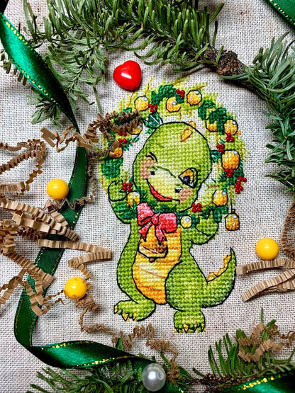 A dragon with a wreath - PDF Cross Stitch Pattern-2